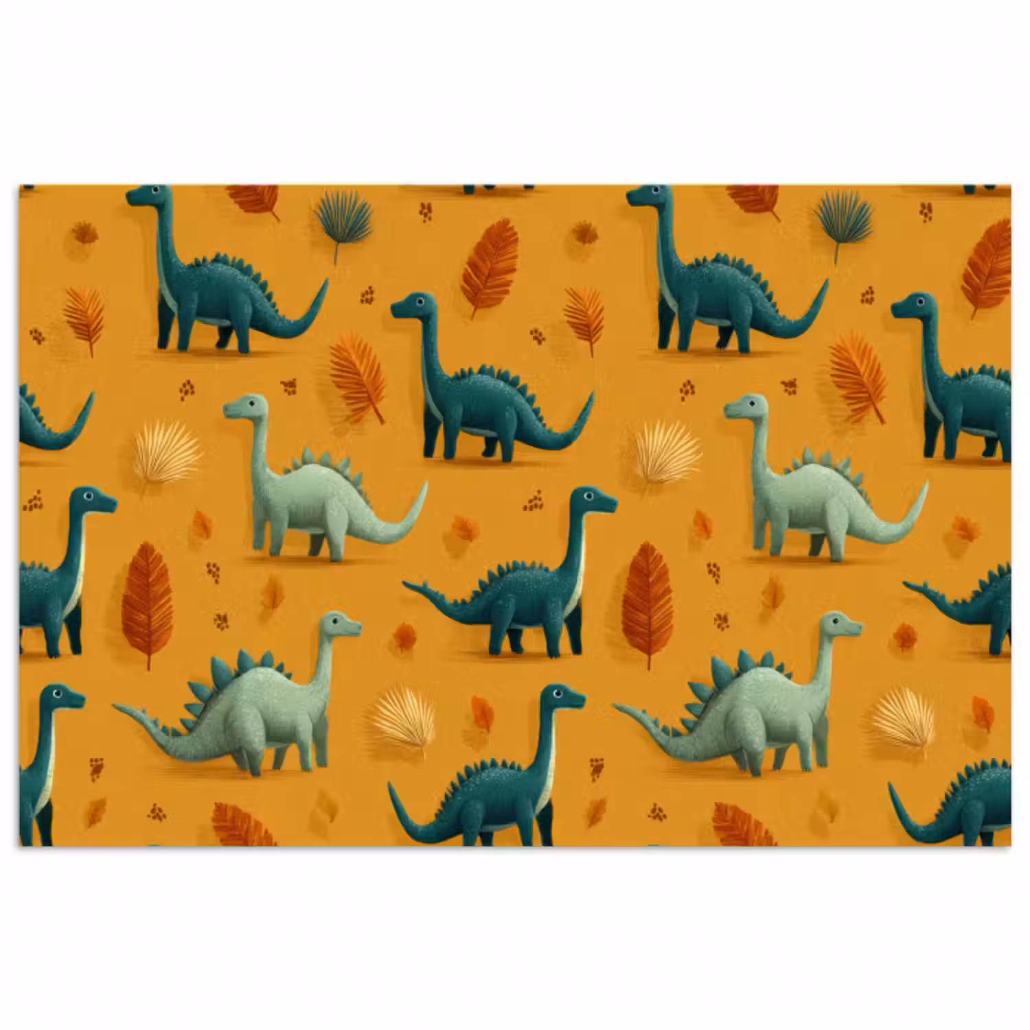Poster - Dinosaurier - Stacheln - Herbstblätter - Braun