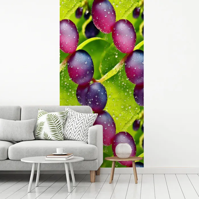 Bessen - Paars - Groen - Dauw fotobehang vinyl groot 64 -woonkamer