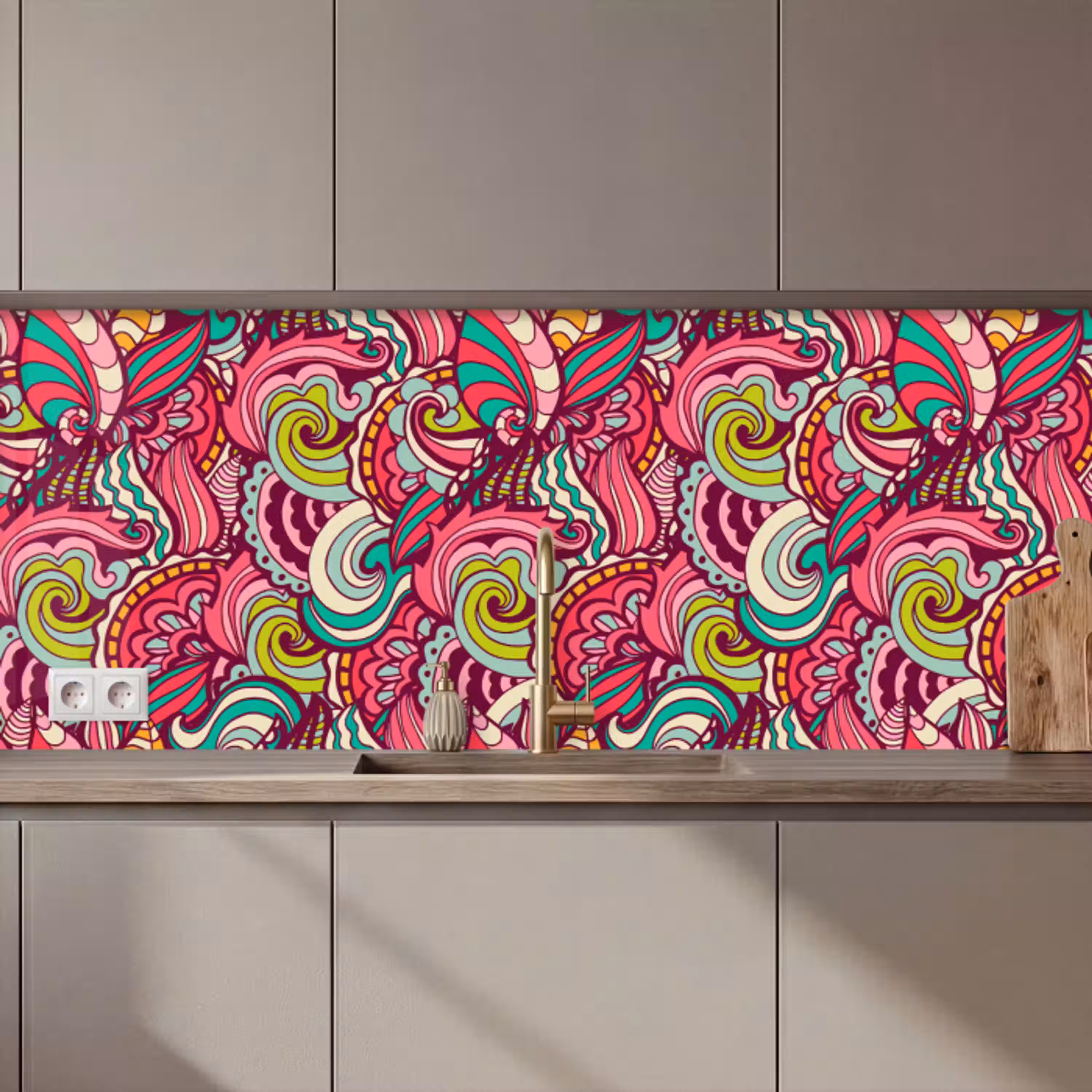 Bloemen - Bladeren - Regenboog - Hippie - Design keuken achterwand 2 middel 871 zz_3dshopping