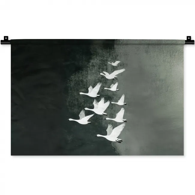 Wandkleed - Vogel - Japandi - Groen