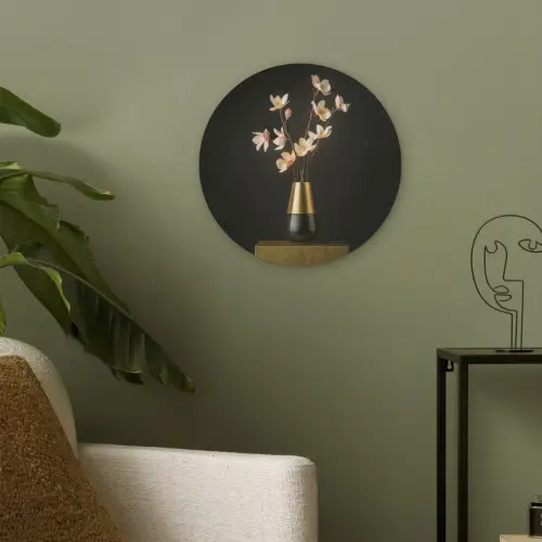 Sierlijk - Boeket - Goud - Vaas Akoestische PET Vilt - Rond klein -sfeer2