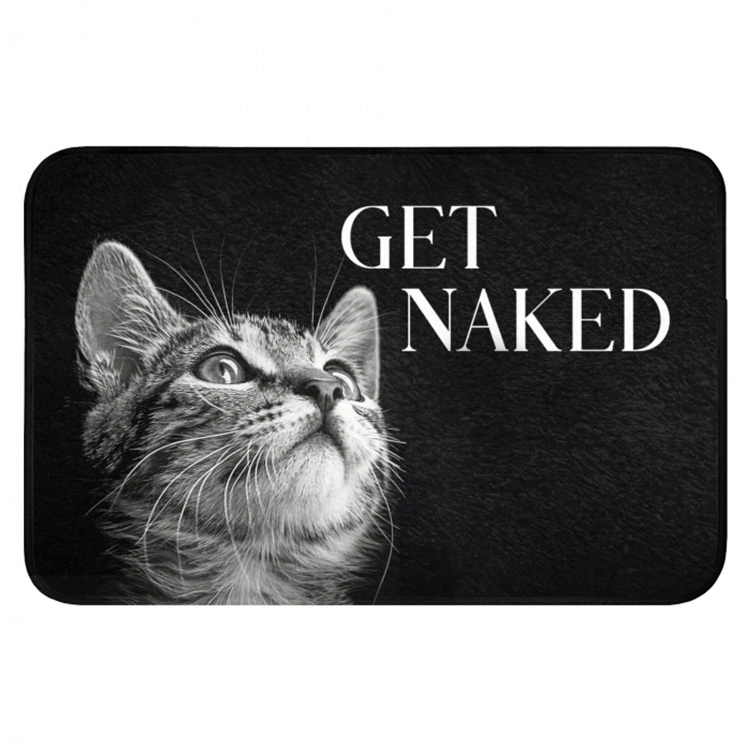Kat - Dieren - quote - Get naked - Zwart Badmat klein -3d