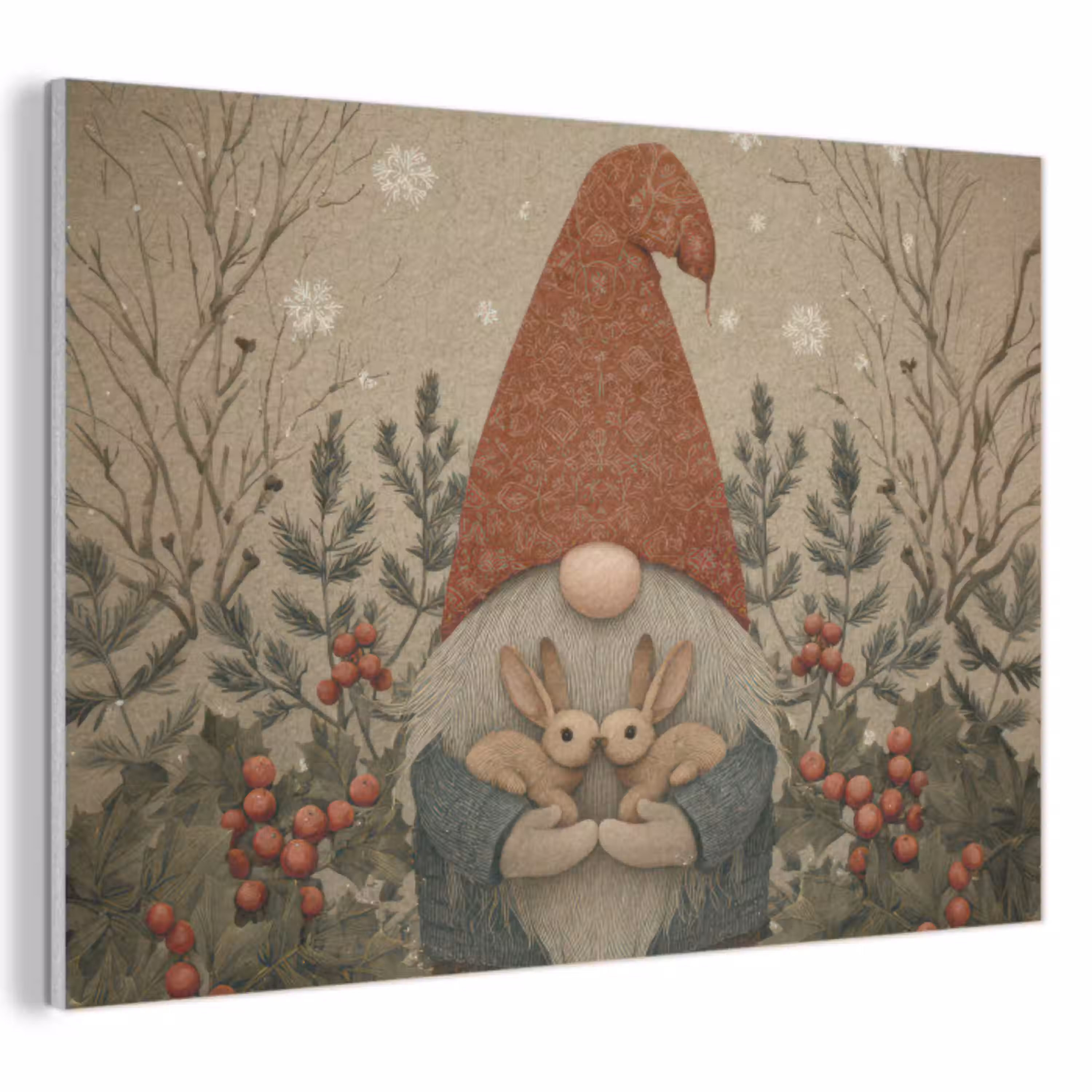 Kerstgnome - Konijntjes - Kleurrijk PET vilt klein -3d