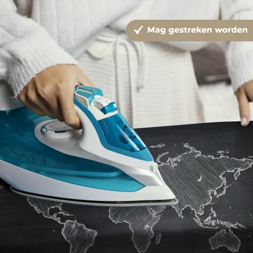 Wereldkaart - Krijt - Zwart - minimalistisch Wandkleed katoen klein -sfeer9