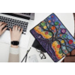 Levensboom - Mozaïek - Bloemen - Kleurrijk - Vrolijk laptophoes neopreen klein -bureau