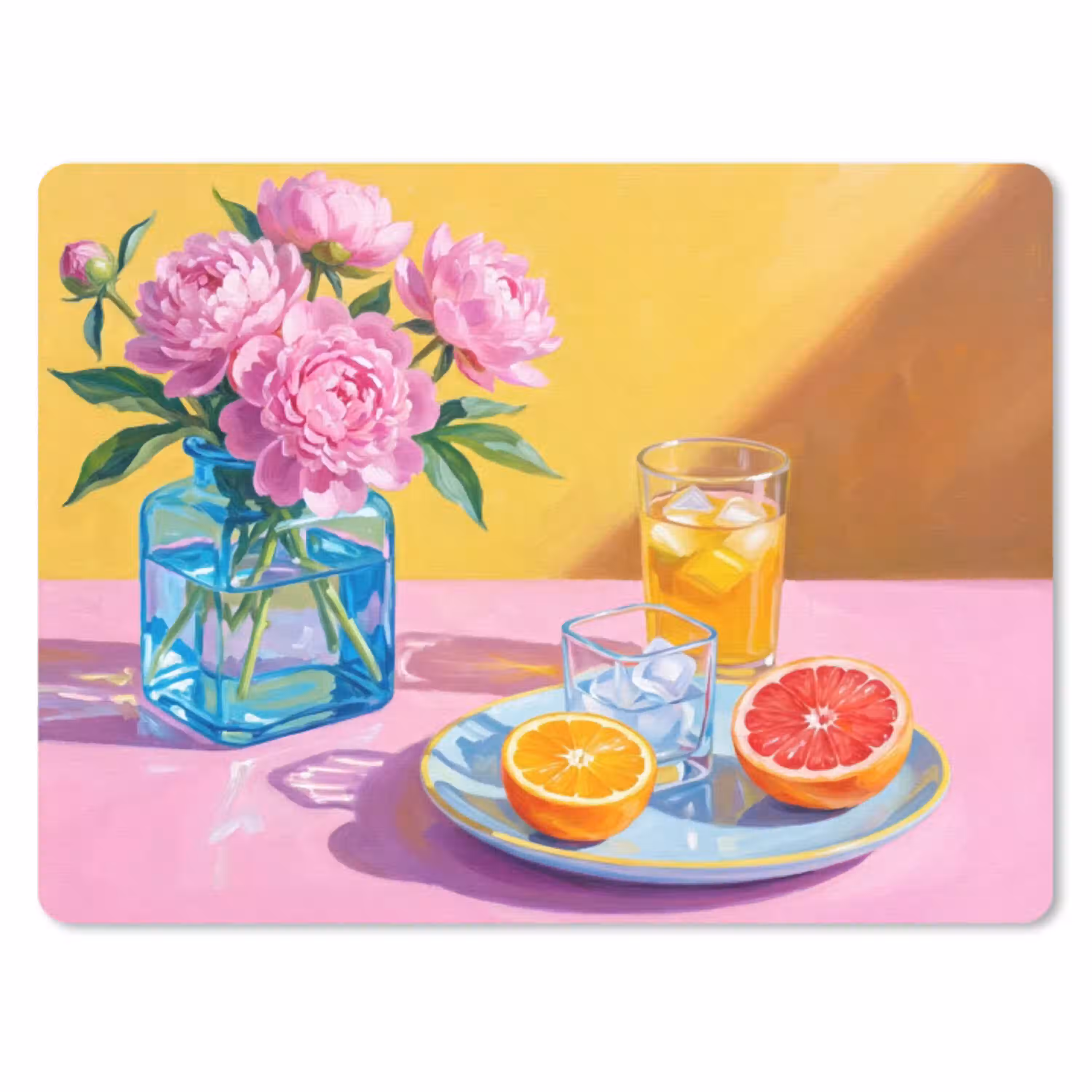 Bloemen - Roze - Modern muismat rubber klein -3d