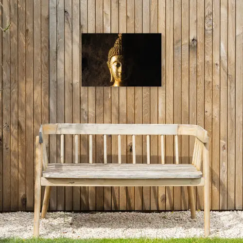 Buddha - Boeddha beeld - Goud - Spiritueel - Zwart Tuinposter op houten frame 2 cm dik klein -sfeer4