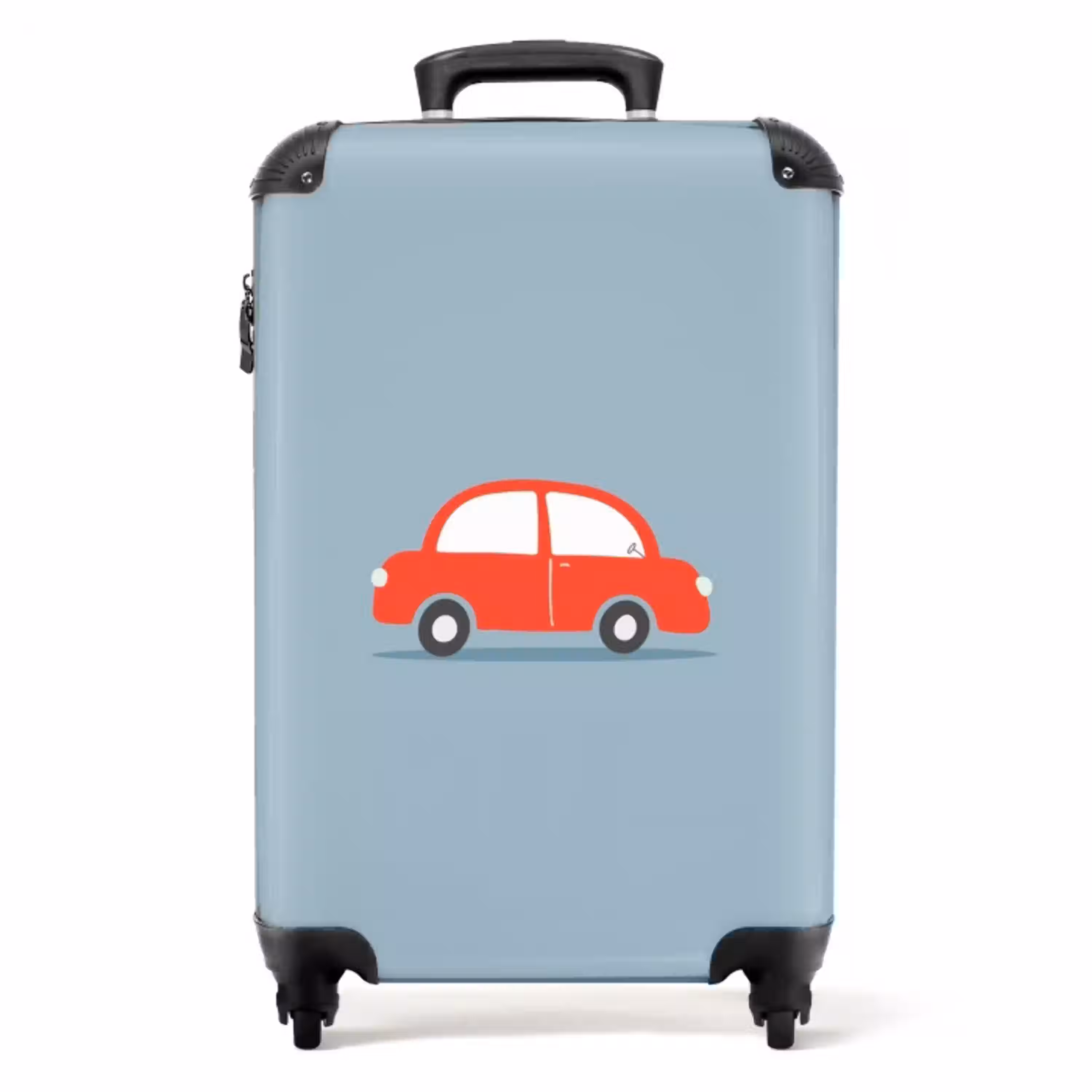 Rode auto blauwe achtergrond NBS - Handbagage koffer - Unisex middel -productfoto_recht