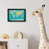 Wereldkaart - Kinderen - Dieren - Geel - Blauw - Jongens - Meisjes fotolijst zwart zonder passe partout klein -usfeer4_kinderkamer