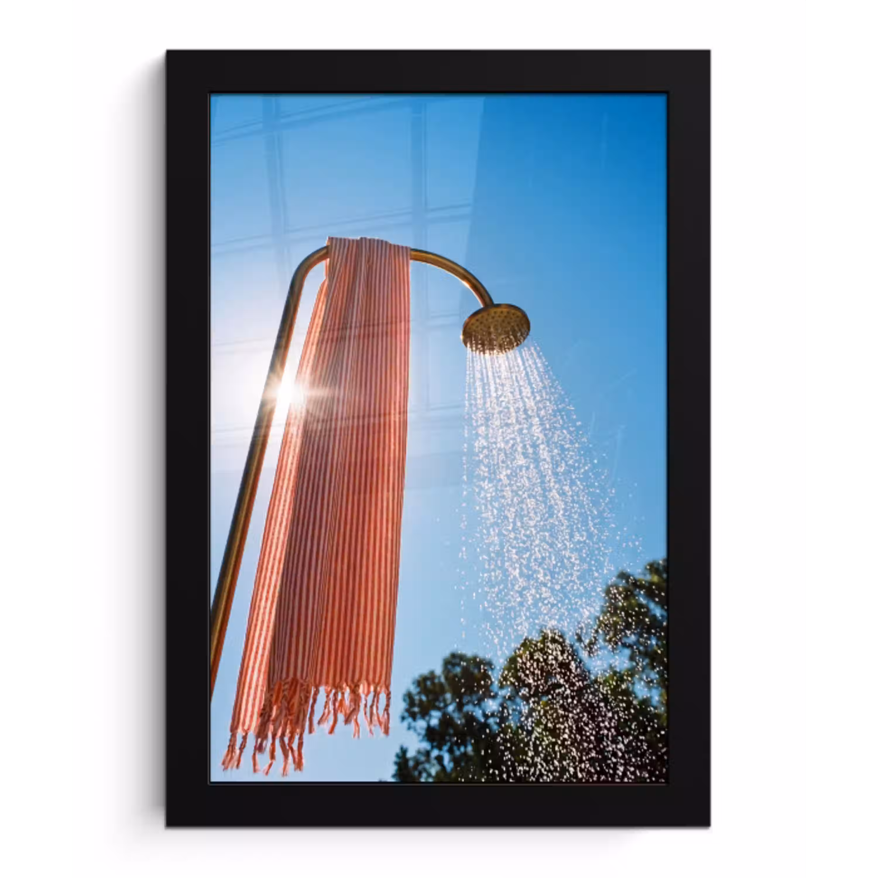 Douche - Water - Zomer - Blauw fotolijst zwart zonder passe partout klein -3d