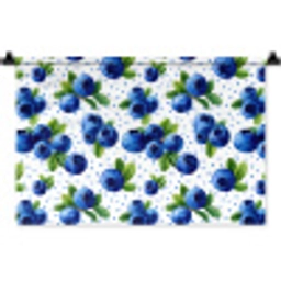 Bessen - Patroon - Blauw Wandkleed katoen klein 269 -zz3d