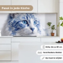 Kat - Patroon - Blauw keuken achterwand 2 middel -sfeer4_DE