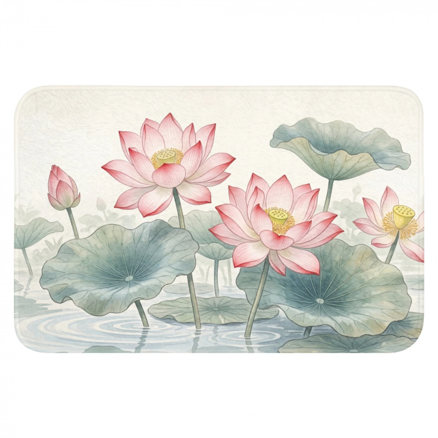 Aquarel - Lotusbloemen - Kleurrijk Badmat klein -3d