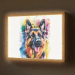 Hond - Verf - Dieren - Kleurrijk - Duitse Herder Light Box met batterij (Wandlamp) middel -z3d_website