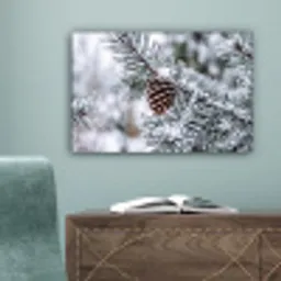 Dennenappel - Tak - Sneeuw - Winter - Sfeervol canvas 2cm klein -sfeer4