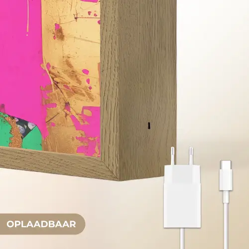 Bloemenkroon - Goud - Vrouw - Portret Light Box met batterij (Wandlamp) middel -USP_websiteoplaadbaarNL