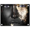 Vrouw - Bladgoud - Zwart - Goud - Luxe tuinposter los doek klein -3d