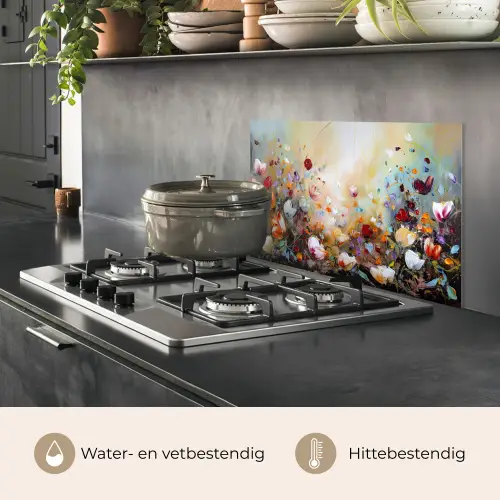 Olieverf - Bloemen - Kleurrijk - Natuur keuken achterwand spatscherm klein -usp_NL