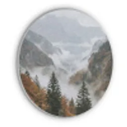 Bergen - Vallei - Mist - Herfst - Natuur Akoestische PET Vilt - Rond klein -3d