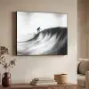Surfer - Golf - Vervaagd - Zwart Textielframe zwart klein -sfeer3