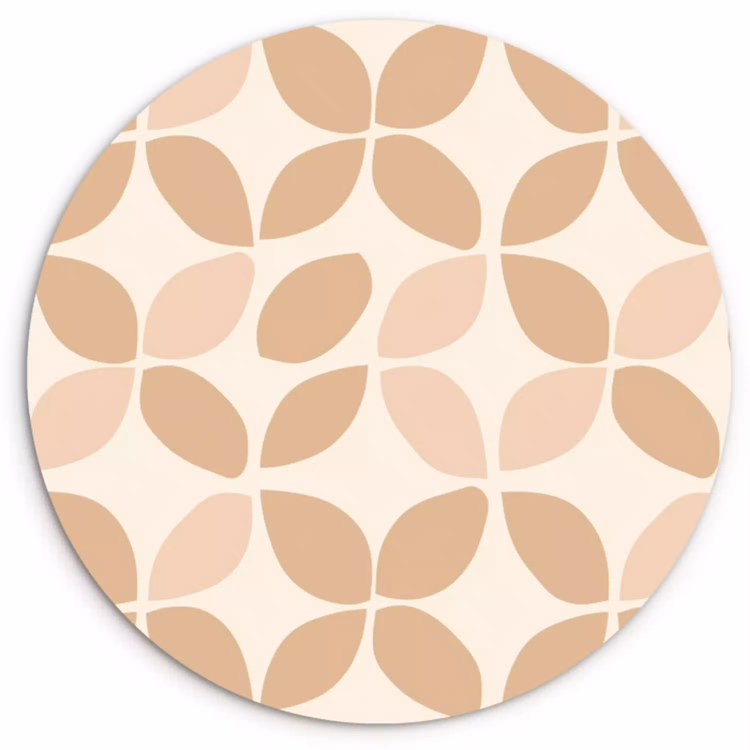 Beige - Bladeren - Minimalistisch - Patroon Wandcirkel plexiglas klein 852 -3d