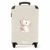 Eenhoorn omringd door stippen in beige kleuren NBS - Handbagage koffer - Kinderen Unisex middel -productfoto_recht
