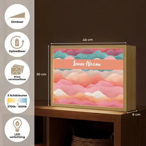 Abstract - Golven - Heuvels - Kleurrijk Light Box met batterij (Wandlamp kind) middel -USP_websiteoverzichtNL