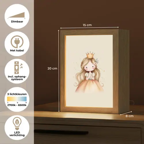 Prinses - Kroon - Goud Light Box met kabel klein -USP_NL