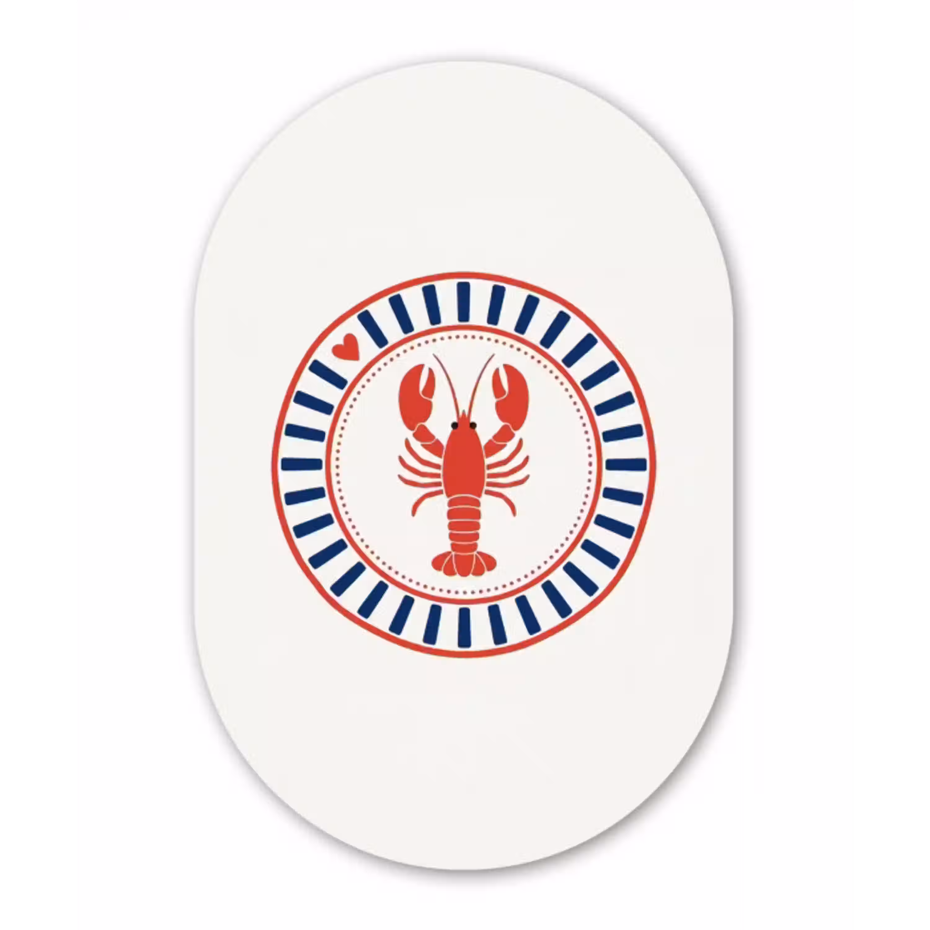 Zeeleven - Kreeft - Embleem - Grafisch - Rood Wandcirkel Ovaal Aluminium middel -3d