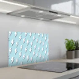 Blauw - Wit - Patroon - Bliksem keuken achterwand spatscherm klein 900 -3d_schuin