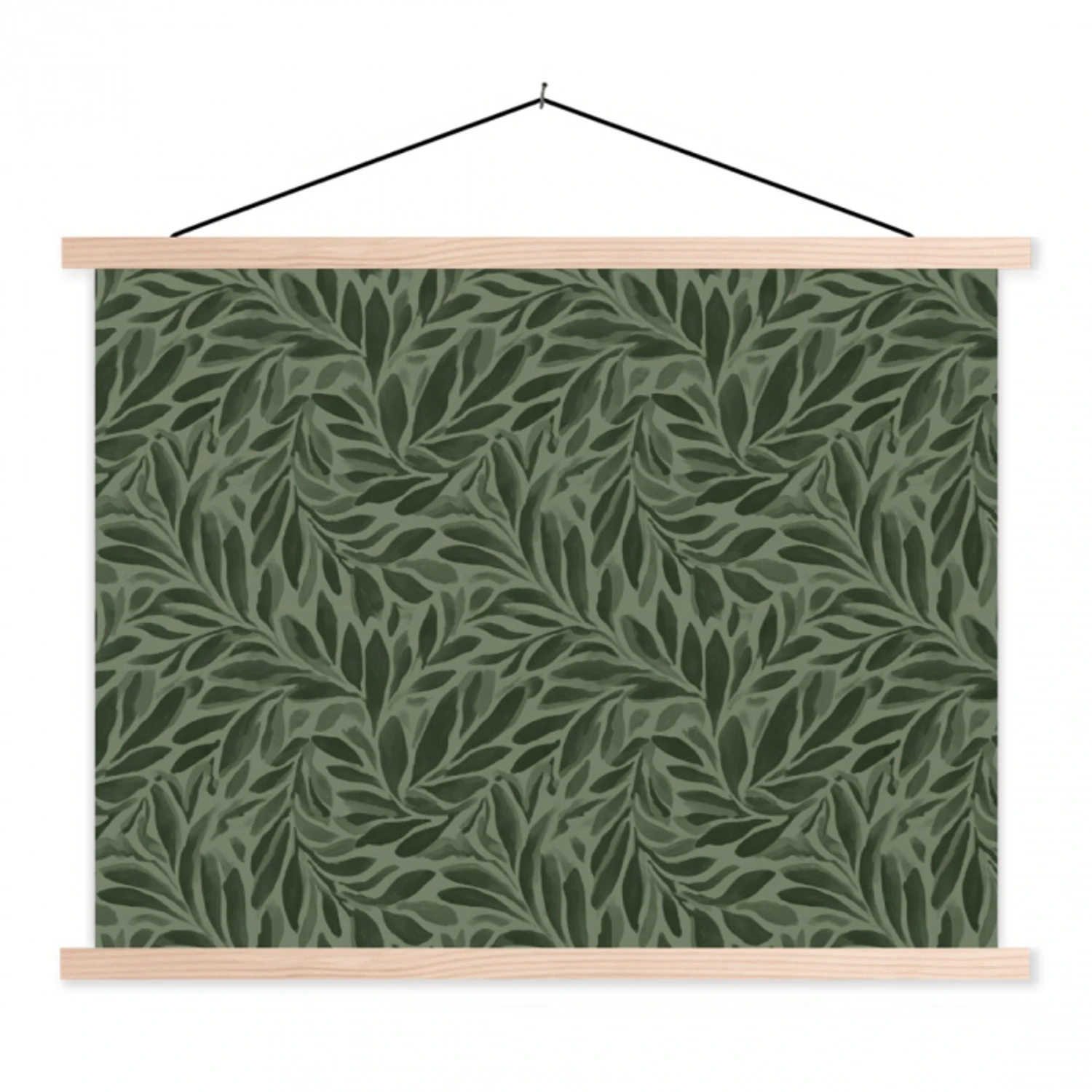 Bladeren - Organisch - Groen textielposter latten blank klein 122 -3d