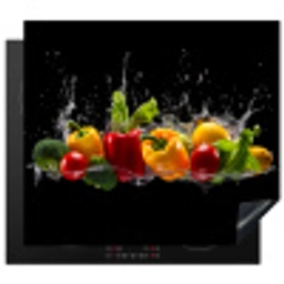 Paprika - Water - Groente - Zwart Inductie beschermer vinyl 3mm middel -3d