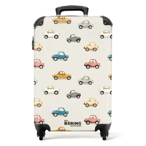 Kleurrijke retro autootjes NBS - Handbagage koffer - Kinderen Unisex middel -productfoto_recht