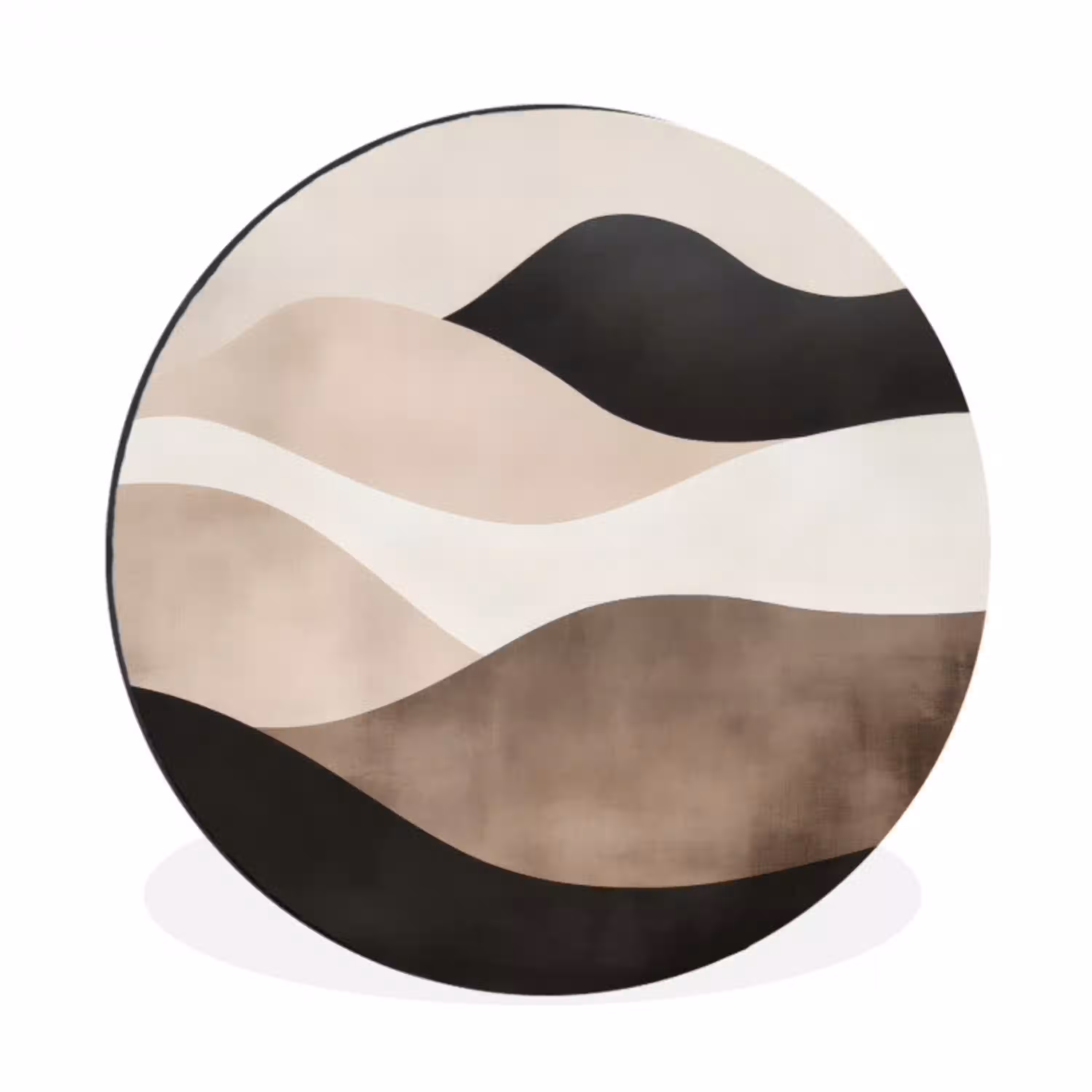 Abstract - Landschap - Golven - Crèmekleur Wandcirkel aluminium klein -3d