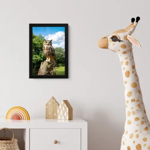 Uil - Boomstronk - Bos - Lucht fotolijst zwart zonder passe partout klein -usfeer4_kinderkamer