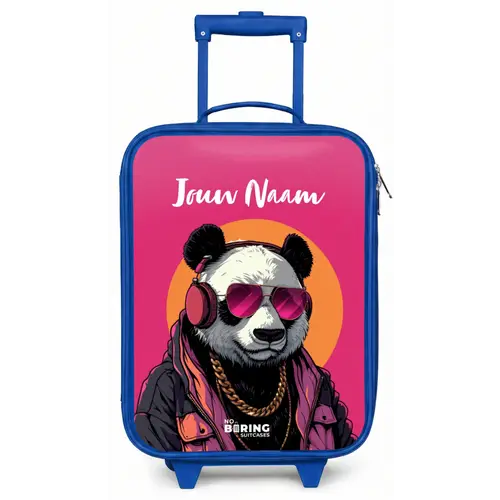 Panda met Koptelefoon, Zonnebril en Gouden Ketting Kinderkoffer - Blauw klein -zz3dotto