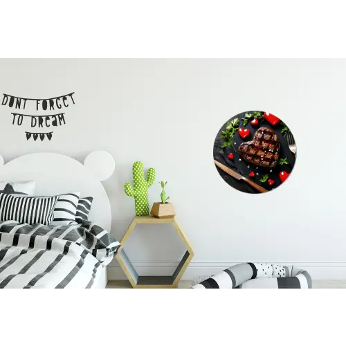 Steak - Hart - Bestek Wandcirkel aluminium klein -kinderkamer