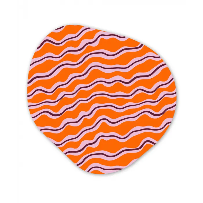 Retro - Golvend - Oranje Wandcirkel Organisch Forex 3mm klein 629 -3d