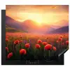 Landschap - Zonsondergang - Bloemenveld Inductie beschermer vinyl 3mm middel -3d