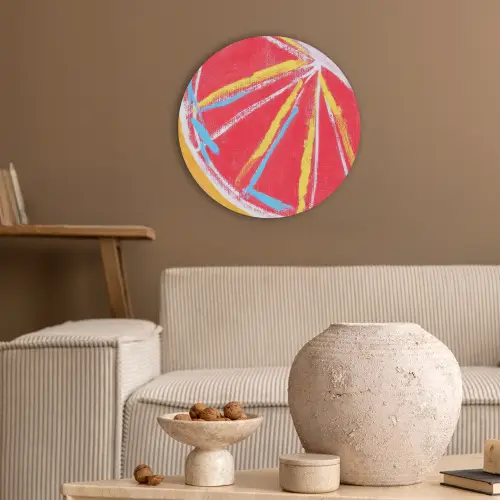 Grapefruit - Geschilderd - Roze - Strepen Akoestische PET Vilt - Rond klein -sfeer1
