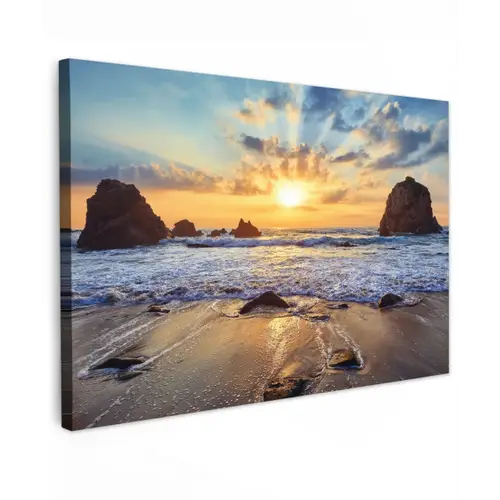 Strand - Zonsondergang - Natuur - Zee - Landschap canvas 2cm klein -z3d