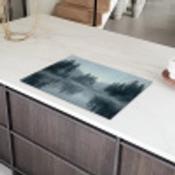 Bos - Meer - Mist - Natuur - Grijs Inductie beschermer vinyl 3mm klein -sfeer8