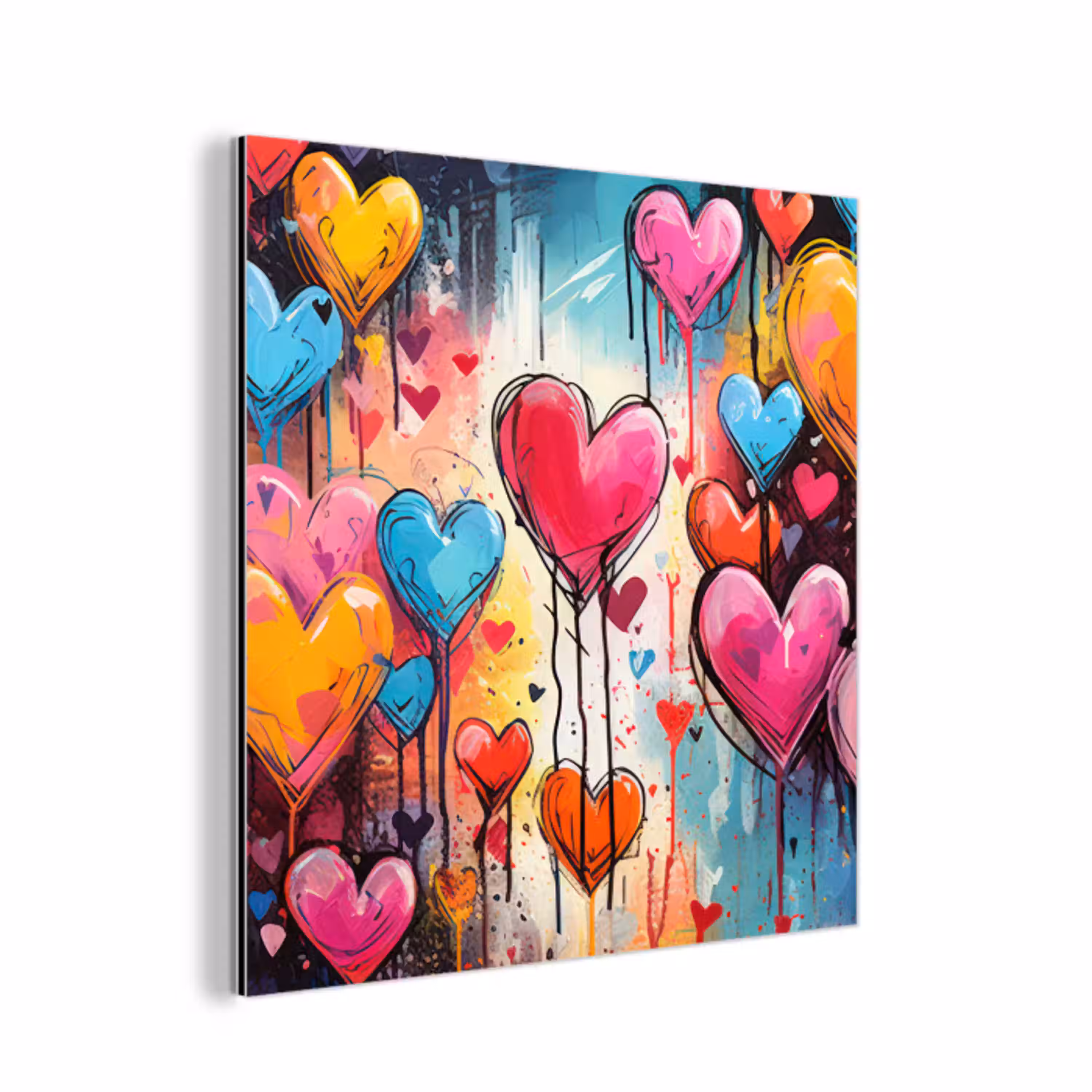 Hartjes - Kleuren - Kunst - Liefde aluminium wit klein -3d