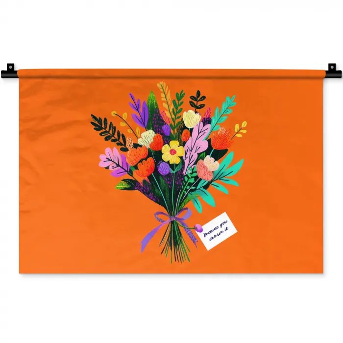 Kaartje - Boeket - Bloemen Wandkleed katoen klein -zz3d