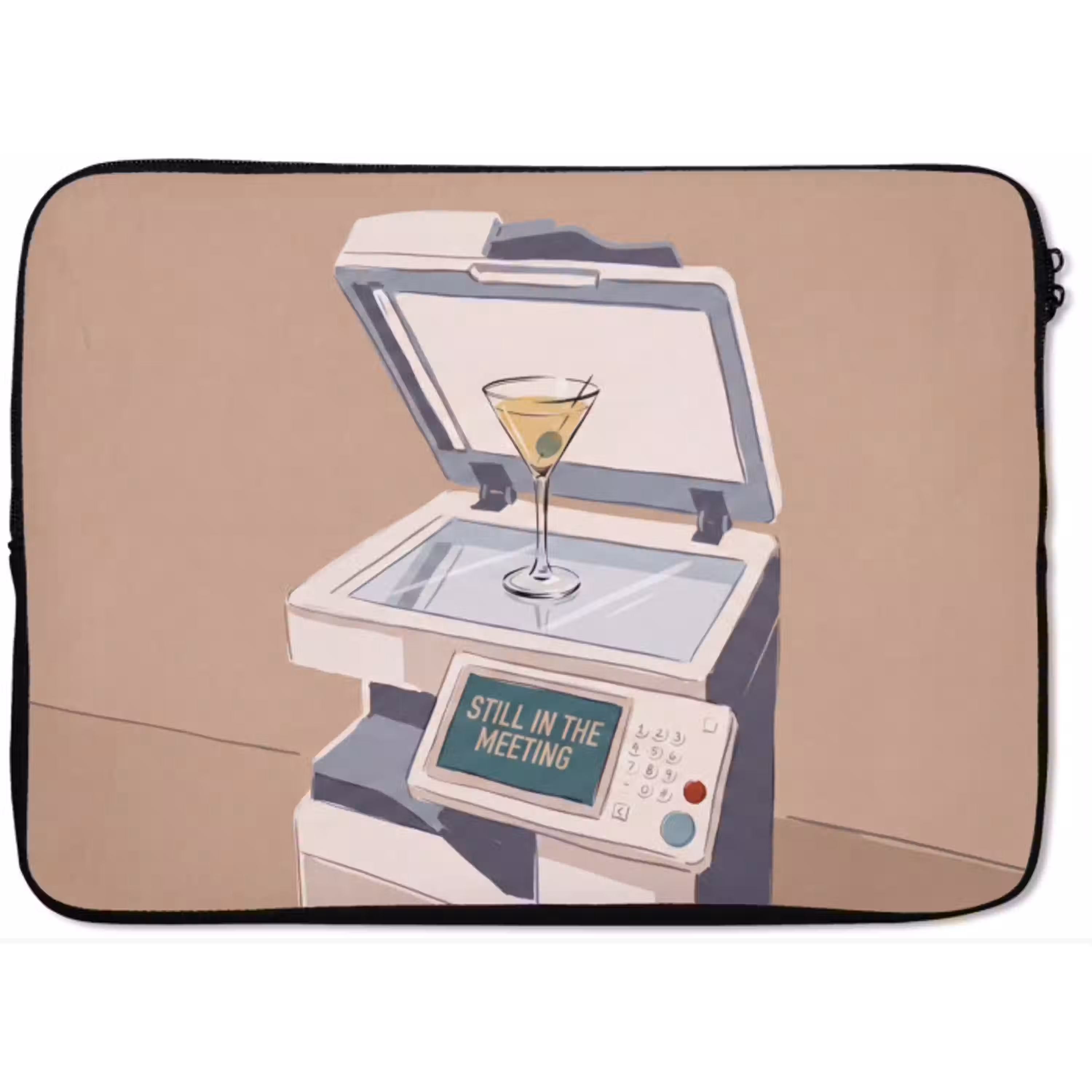 Kantoor - Drank - Humor - Illustratie laptophoes neopreen klein -zkaufland3dotto