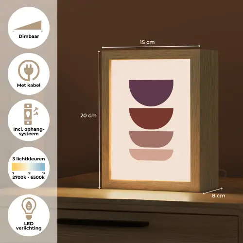 Harmonieus - Symmetrisch - Rood Light Box met kabel (Tafellamp) klein -USP_NL