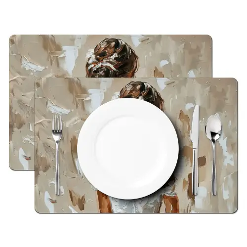 Vrouw - Verf - Abstract - Beige - Modern Placemat vinyl groot -zzsfeer2_Kitchenyeah-website