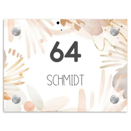 Abstract beige - Modern Naambord Rechthoek middel -3d