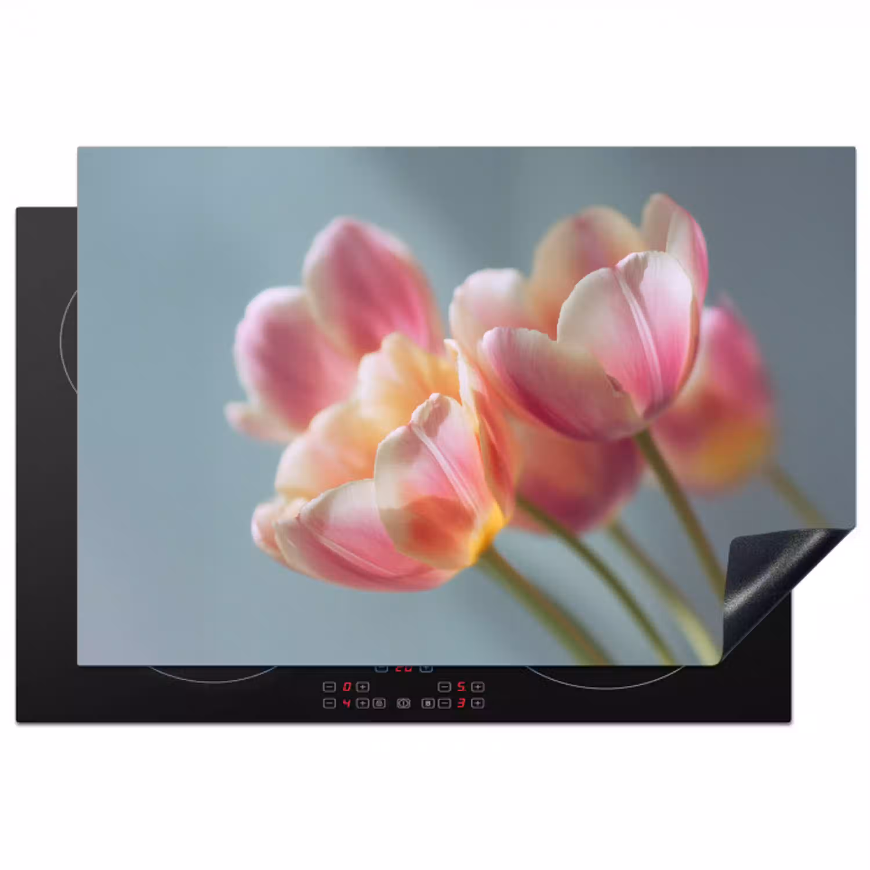 Tulpen - Roze - Stelen Inductie beschermer vinyl 3mm klein -3d