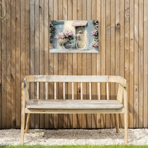 Fiets - Pastelkleuren - Bloemen Tuinposter op houten frame 2 cm dik klein -sfeer4